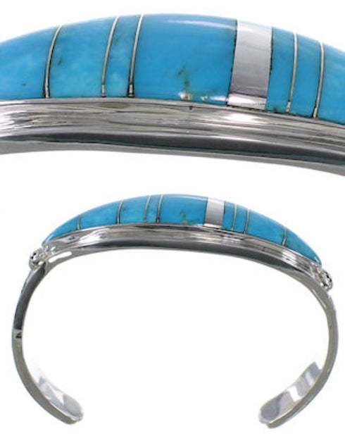 Water Wave Turquoise Sterling Silver Jewelry Bracelet VX37569